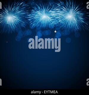 Vektor-Illustration von Feuerwerkskörpern, Salute auf dunklem Hintergrund Stock Vektor