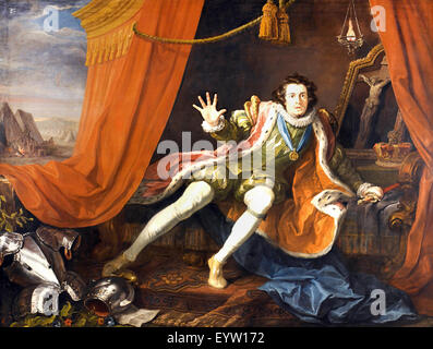 William Hogarth, David Garrick als Richard III. Ca. 1745. Öl auf Leinwand. Walker Art Gallery, Liverpool, England. Stockfoto