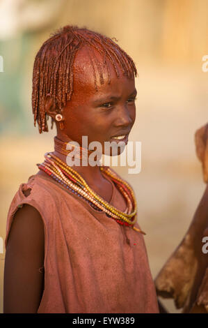 Hamer Mädchen, Turmi, South Omo Valley, Äthiopien Stockfoto