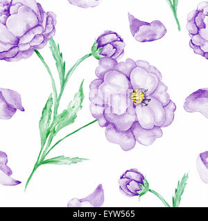Aquarell-Muster mit Pfingstrose für Papier und Textil-design Stockfoto