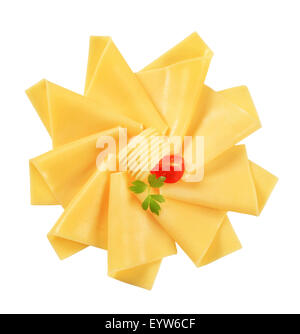 Schnittkäse, isoliert auf weiss Stockfoto