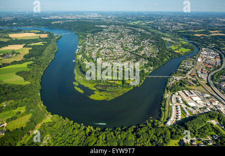 Heisingen Halbinsel am See Baldeney mit Ruhrbogen Riverbend, Ruhrauen, Ruhr, Essen, Ruhrgebiet, Nordrhein-Westfalen Stockfoto