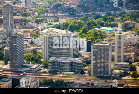 Essen-Stadt mit der neuen Zentrale der Schenker bei der Post Tower, Essen, Ruhr District, North Rhine-Westphalia, Germany Stockfoto