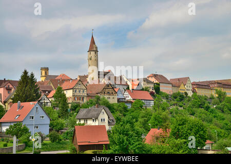 Stadtbild, Kirchberg ein der Jagst, Baden-Württemberg, Deutschland Stockfoto