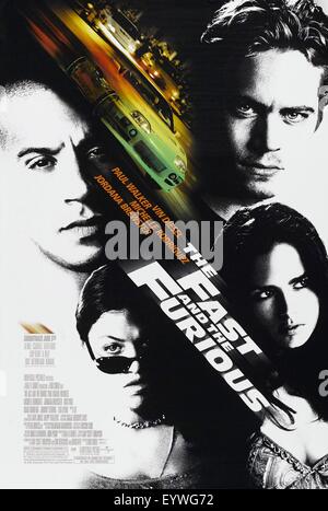 The Fast and the Furious; Jahr: 2001 USA; Regie: Rob Cohen; Vin Diesel, Paul Walker; Filmplakat (USA) Stockfoto