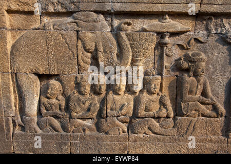 Der alte Borobudur buddhistische Tempel, UNESCO-Weltkulturerbe in der Nähe von Yogyakarta, Java, Indonesien, Südostasien, Asien Stockfoto