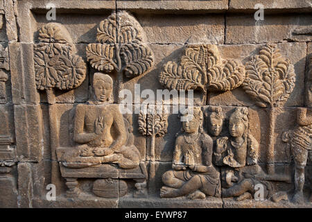 Der alte Borobudur buddhistische Tempel, UNESCO-Weltkulturerbe in der Nähe von Yogyakarta, Java, Indonesien, Südostasien, Asien Stockfoto