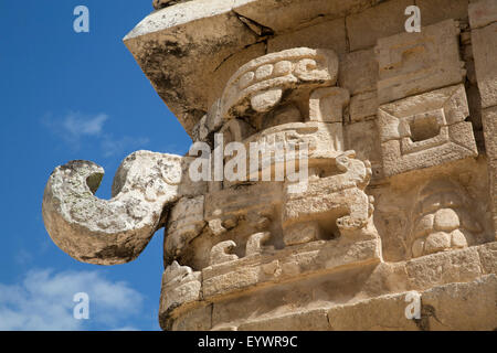 Regengott Chac Maske, die Kirche (La Iglesia), Chichen Itza, UNESCO-Weltkulturerbe, Yucatan, Mexiko, Nordamerika Stockfoto