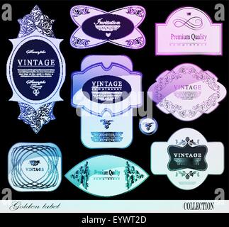 Retro schwarz-Gold label Stock Vektor