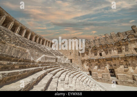 Alten Amphitheater Aspendos in Antalya, Türkei - Archäologie-Hintergrund Stockfoto