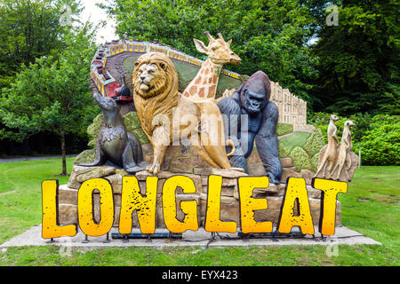 Eingang zum Longleat House und Longleat Safari und Abenteuer-Park in der Nähe von Warminster, Wiltshire, England UK Stockfoto