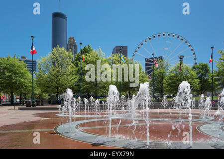 BRUNNEN DER CENTENNIAL OLYMPIC PARK DOWNTOWN SKYLINE ATLANTA GEORGIA USA Stockfoto