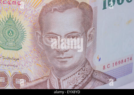 Thailand Währung, thai Baht mit den Bildern des Königs von Thailand hautnah. Stückelung 1000 Baht. Stockfoto