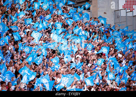 Marseille, Frankreich. 1. August 2015. Fußball Fans (Marseille): Vorsaison Freundschaftsspiel zwischen Olympique de Marseille 2-0 Juventus im Stade Vélodrome in Marseille, Frankreich. © Maurizio Borsari/AFLO/Alamy Live-Nachrichten Stockfoto