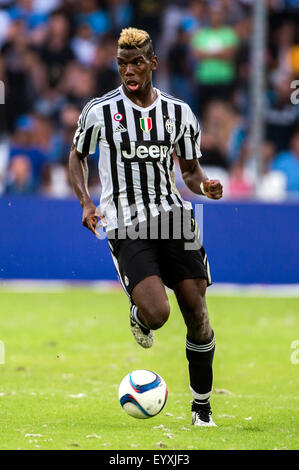 Marseille, Frankreich. 1. August 2015. Paul Pogba (Juventus) Fußball: Vorsaison Freundschaftsspiel zwischen Olympique de Marseille 2-0 Juventus im Stade Vélodrome in Marseille, Frankreich. © Maurizio Borsari/AFLO/Alamy Live-Nachrichten Stockfoto