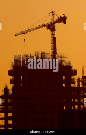 Silhouette der Turmdrehkran Stockfoto