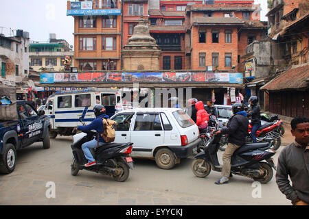 Verkehrschaos in der Stadt, Nepal, Kathmandu Stockfoto