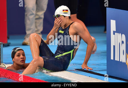 Kazan, Russland. 5. August 2015. Franziska Hentke Deutschland reagiert nach der Frauen 200m Schmetterling heizt der 16. FINA Swimming World Championships in Kasan Arena in Kasan, 5. August 2015. Foto: Martin Schutt/Dpa/Alamy Live News Stockfoto