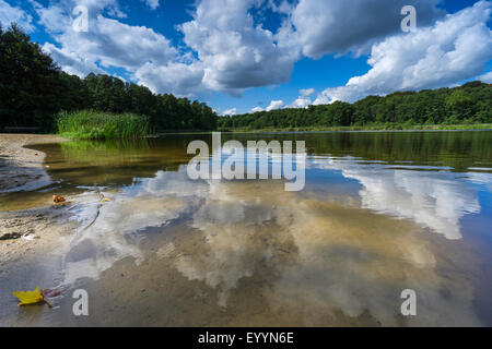 Wolken über einem See im Spätsommer, Deutschland, Brandenburg, Templin Stockfoto