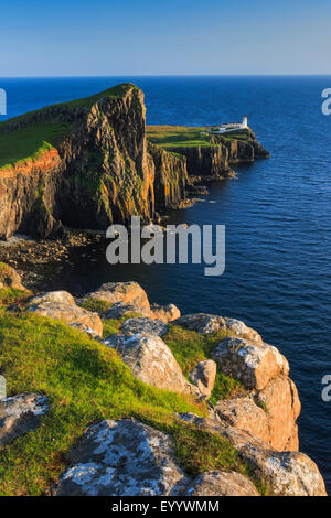 Landschaftlich Point Leuchtturm, Großbritannien, Schottland, Isle Of Skye Stockfoto