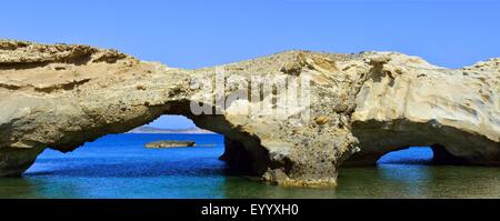 Küste bei Papafranga an der Nordseite der Insel Milos, Griechenland, Cyclades, Milos, Adamas Stockfoto