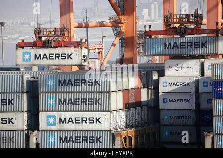 Industrielle Schifffahrt Maersk Containerschifffahrt in Salalah Oman Middle East Stockfoto