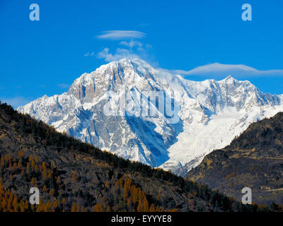 Mont Blanc, Blick vom Valsavarenche im Aosta-Tal, Italien, Gran Paradiso Nationalpark Stockfoto