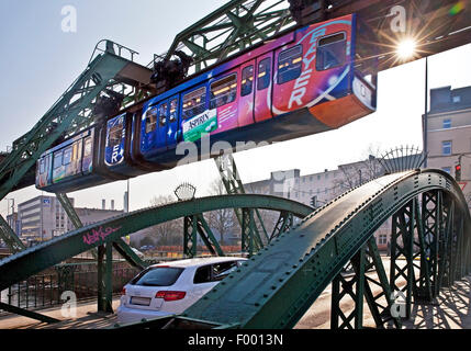 Wuppertal Suspension Railway, Deutschland, Nordrhein-Westfalen, Bergisches Land, Wuppertal Stockfoto