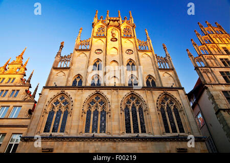 historische Rathaus auf dem wichtigsten Markt von Münster, Nordrhein-Westfalen, Münsterland, Münster Stockfoto