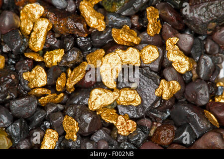 Rhein Kiese mit gold-Glitter, Schweiz, Stockfoto