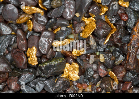 Rhein Kiese mit gold-Glitter, Schweiz, Stockfoto