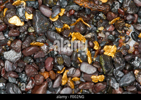 Rhein Kiese mit gold-Glitter, Schweiz, Stockfoto