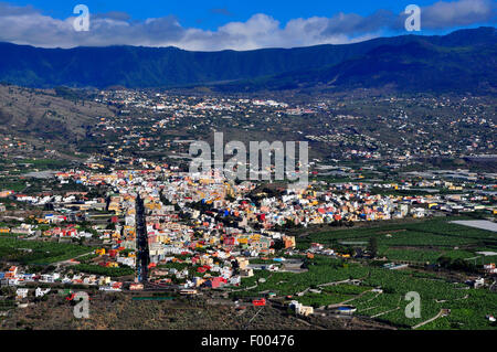 Blick vom Mirador El Time auf Tazacorte und Los Llanos de Aridane, Kanarische Inseln, La Palma Stockfoto