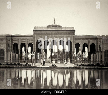 EIN FOTO VON DER GEZIRA PALAST IN DEN SPÄTEN 1860ER JAHREN, KURZ NACH DEM BAU, DAS SPEZIELL FÜR DEN ANLASS DER ERÖFFNUNG DES SUEZ-KANALS 1869.  ES LÄUFT IN DER HEUTIGEN ZEIT EIN HOTEL DER MARRIOTT-KETTE.  Foto von W. HAMMERSCHMIDT, Nr. 203.   SAMMLUNG VON BARRY IVERSON. Stockfoto