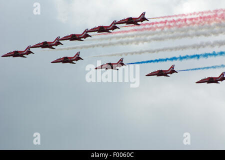 Die Red Arrows Dispay Team Silverstone British GP F1 Juli 2016 Stockfoto