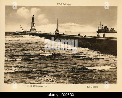 Port Said, Ägypten – 1900 s — eine Postkarte von der Suez-Kanal-Stadt an der Mündung des Suez-Kanals am Mittelmeer, ein Blick auf den Hafen.   COPYRIGHT FOTOSAMMLUNG VON BARRY IVERSON Stockfoto