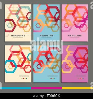 Satz von sechs Buch deckt die Hintergrund-Sechsecke Stock Vektor