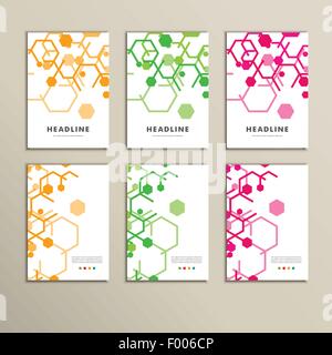 Satz von sechs Buch deckt die Hintergrund-Sechsecke Stock Vektor