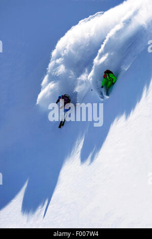 Freeskiing in den französischen Alpen, Savoie, Frankreich La Rosiere Stockfoto