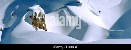 Freeskiing in den Alpen, Frankreich, Savoyen, La Plagne Stockfoto