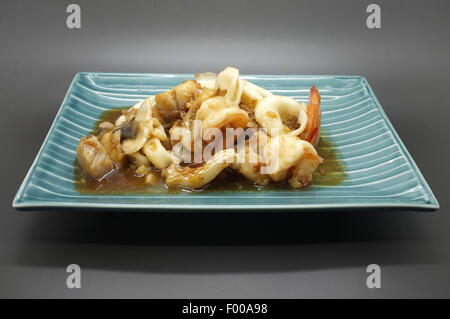 Stir Fry Meeresfrüchte mit Knoblauch und Pfeffer Stockfoto