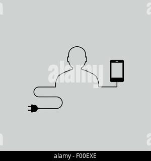 Vektor-Umriss des menschlichen Elektrokabel- Stock Vektor