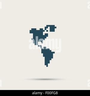 Pixel-Ikone Nord und Südamerika. Vektor-design Stock Vektor