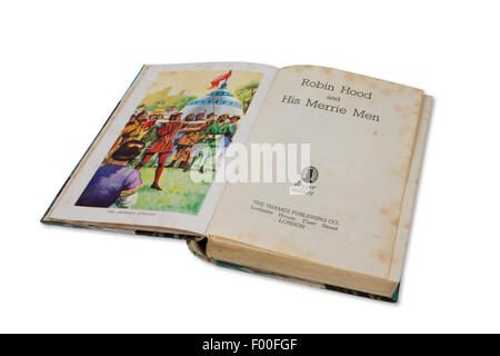 Buch mit dem Titel "Robin Hood und seine Merrie Men", veröffentlicht in den 1950er Jahren durch die Thames Publishing Company Stockfoto