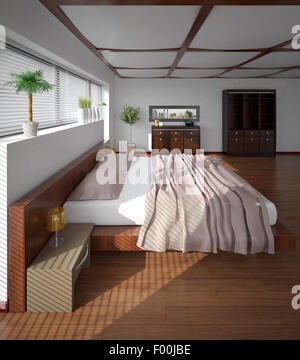 Inneren 3D-Rendering aus einem modernen Schlafzimmer Stockfoto