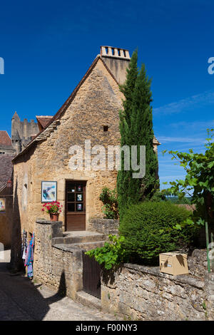 Ansicht von Beynac-et-Cazenac, Dordogne, Aquitaine, Frankreich Stockfoto