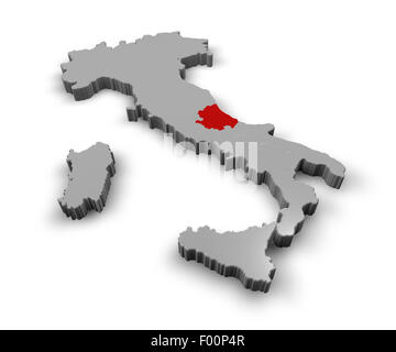 3D Karte von Italien Regionen Abruzzen Stockfoto