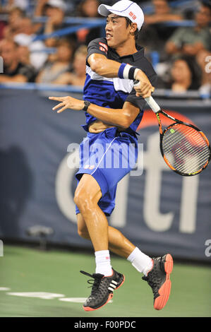 Washington, DC, USA. 4. August 2015. KEI NISHIKORI Japans spielt gegen James Duckworth Australiens an Tag2 der Citi Open auf dem Rock Creek Tennis Center in Washington, DC Credit: Kyle Gustafson/ZUMA Draht/Alamy Live News Stockfoto