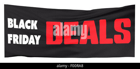 Schwarzer Freitag-Banner auf weißem Hintergrund Stockfoto