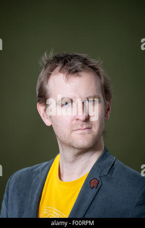 Schriftsteller und Kommentator Nick Harkaway, erscheinen auf dem Edinburgh International Book Festival. Stockfoto